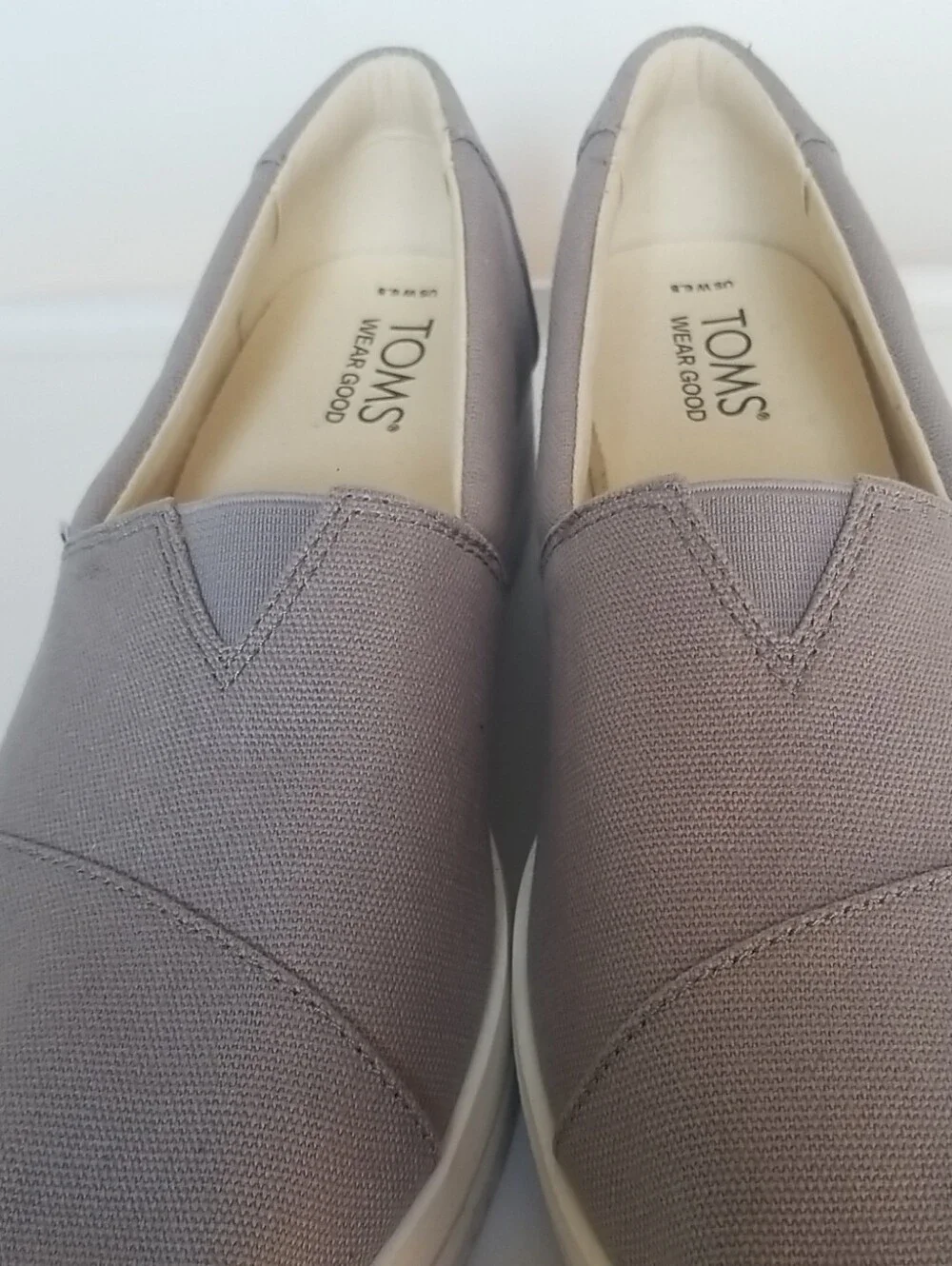 Toms Women's Slip-On Canvas Flats in Taupe Gray